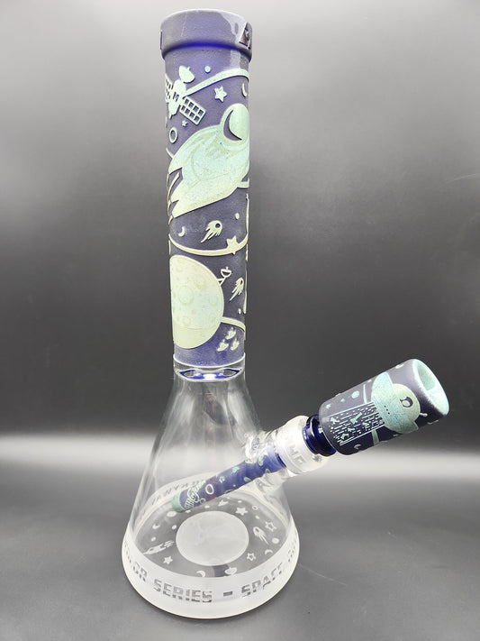 Milkyway Glass "Space Odyssey" in Color 14" Beaker-Avernic Smoke Shop