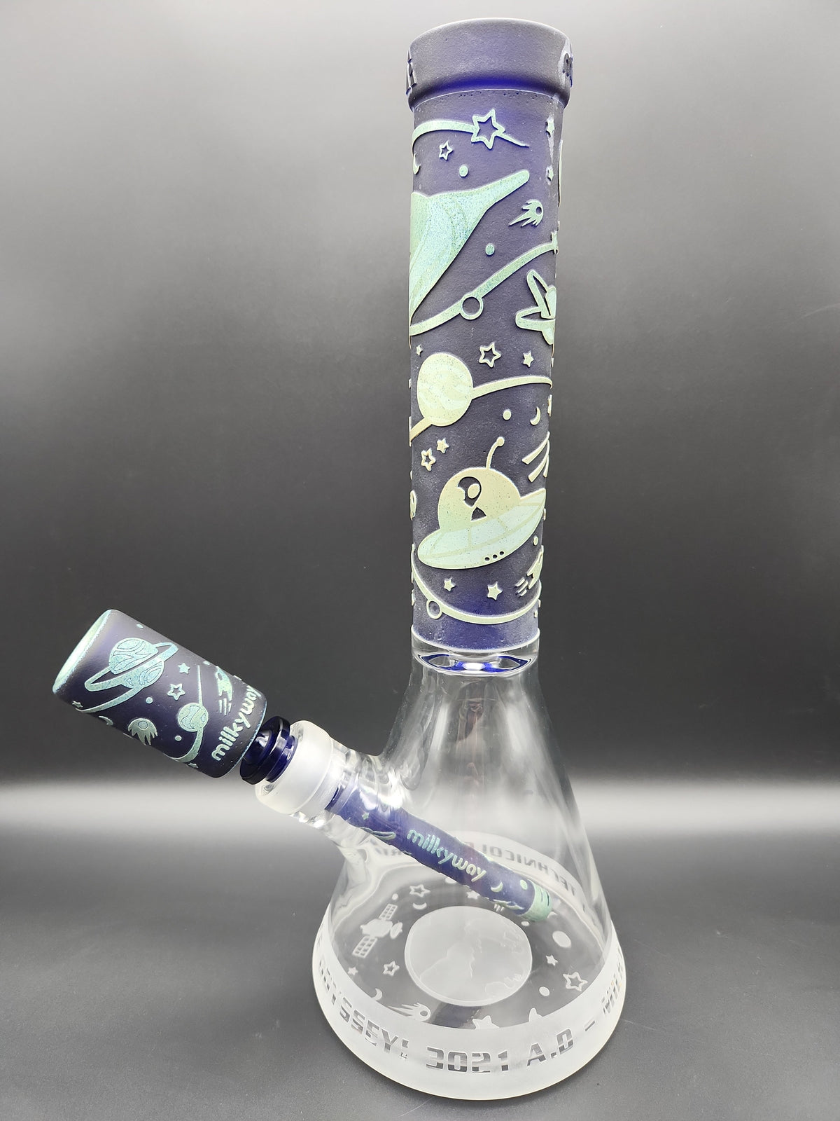 Milkyway Glass "Space Odyssey" in Color 14" Beaker-Avernic Smoke Shop