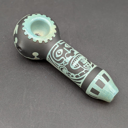 Milkyway "Mayan Face" in Color Hand Pipe-Avernic Smoke Shop