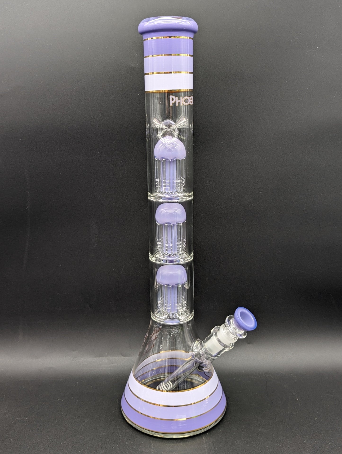 Phoenix 18" Striped Beaker w/ Triple Tree Perc-Avernic Smoke Shop