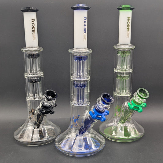 Phoenix Glass 12" Dual Tree Beaker - Meech Madness Smoke Shop