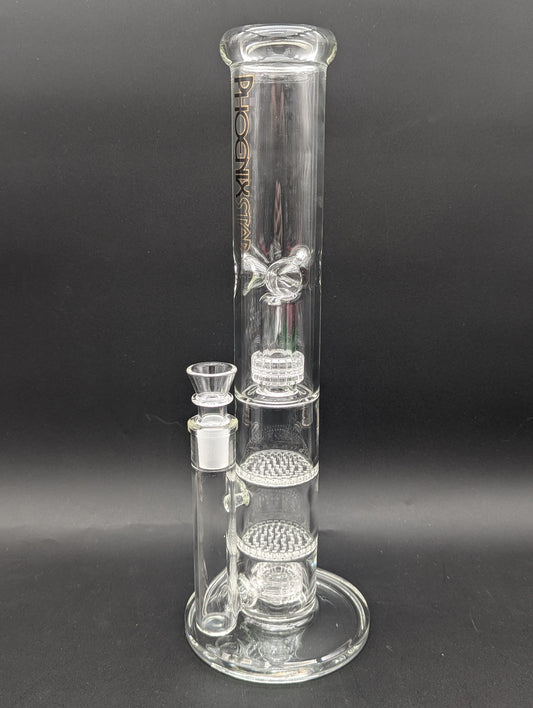 Phoenix Glass 14" Clear Quad Perc Tube-Avernic Smoke Shop