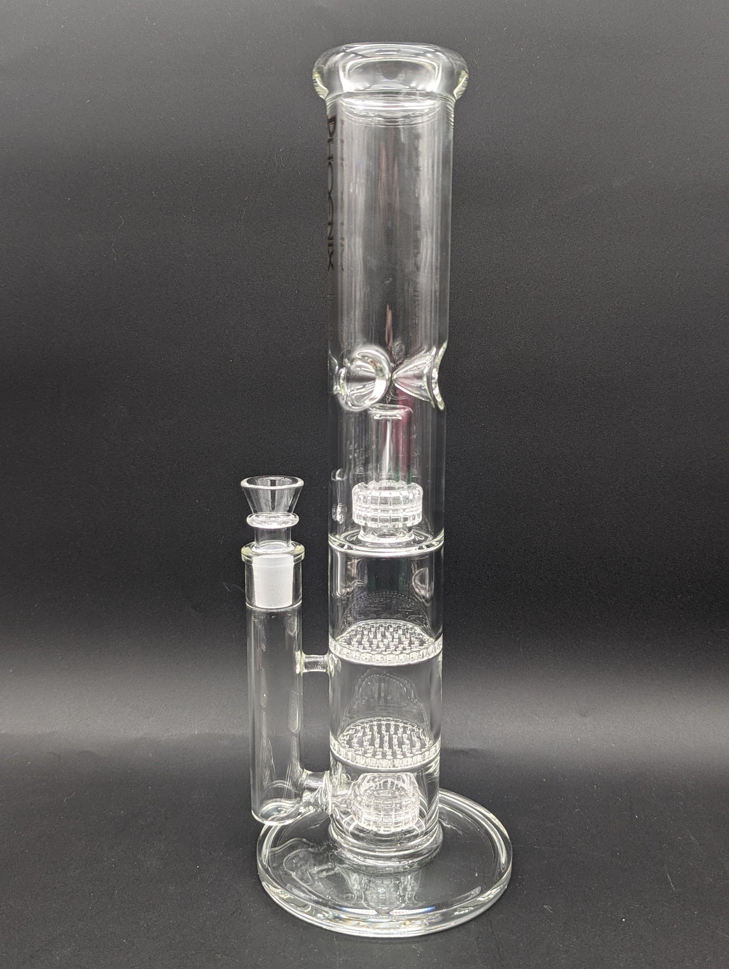 Phoenix Glass 14" Clear Quad Perc Tube - Meech Madness Smoke Shop