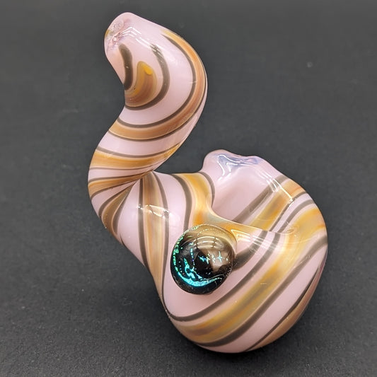 Pink Swirl Sherlock Pipe - Reading Glass Militia - Meech Madness Smoke Shop