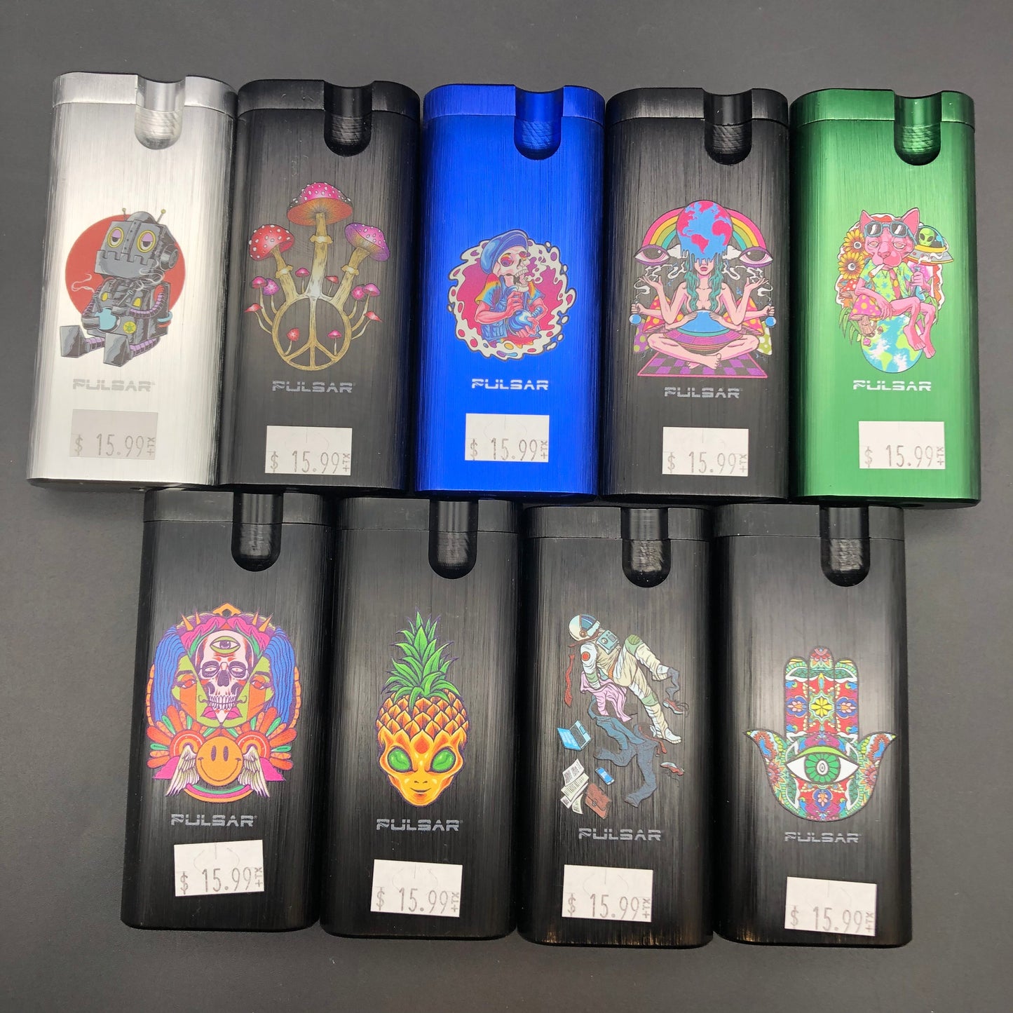 Pulsar Anodized Aluminum Assorted Dugout | 4"-Avernic Smoke Shop
