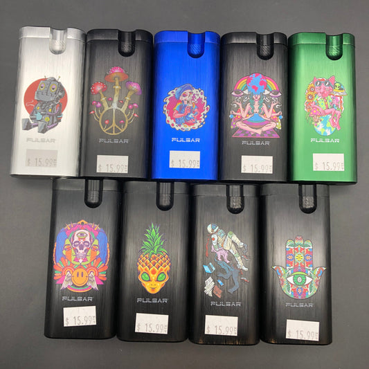 Pulsar Anodized Aluminum Assorted Dugout | 4"-Avernic Smoke Shop