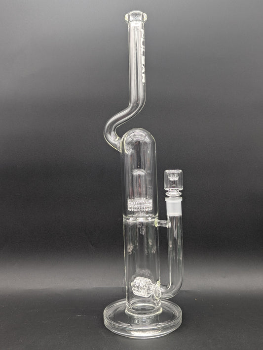 Pulsar Kink Neck Double Chamber Chugger Glass Water Pipe | 17.25"-Avernic Smoke Shop