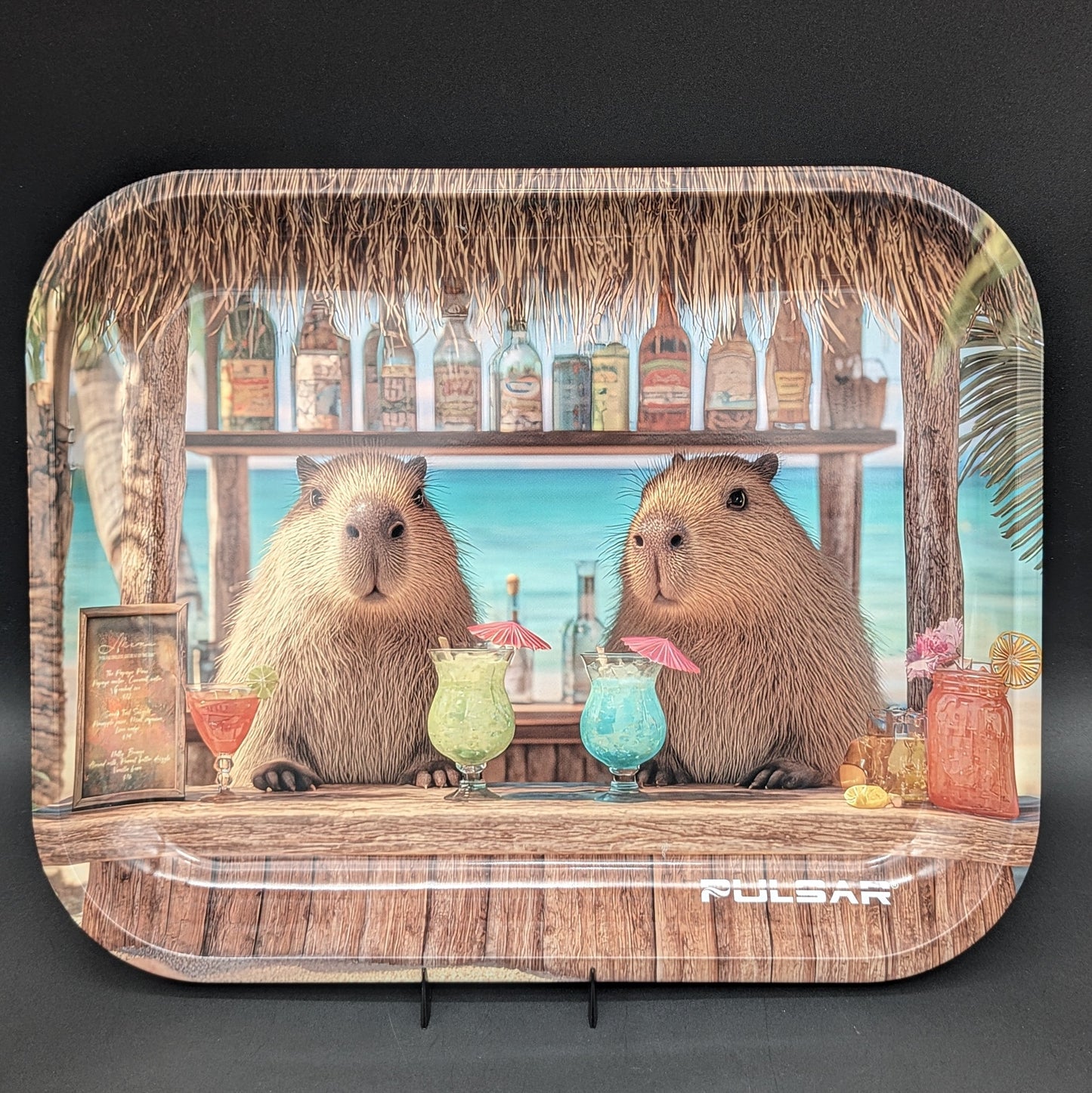 Pulsar Large Metal Rolling Tray | Capybara Cabana | 13"x11"-Avernic Smoke Shop