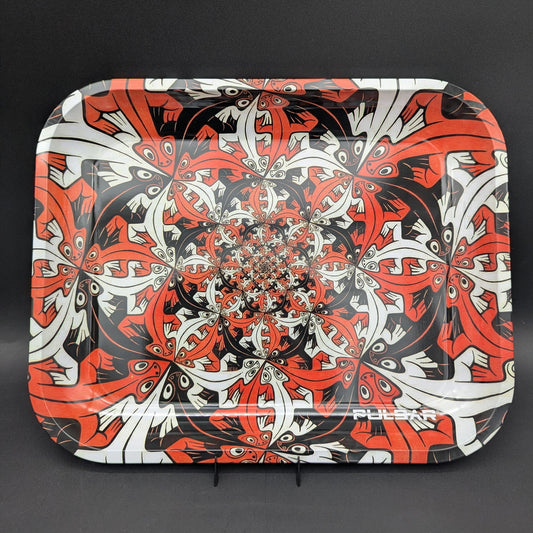 Pulsar Large Metal Rolling Tray | Interlocking Lizards | 13"x11"-Avernic Smoke Shop