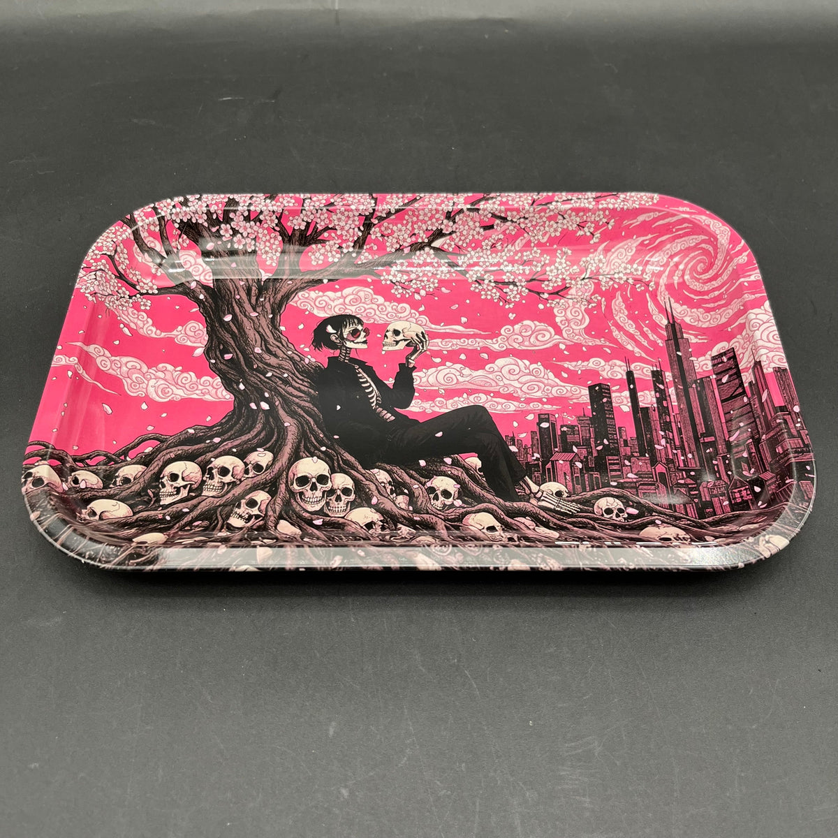 Pulsar Metal Rolling Tray | Sakura Skulled | 11"x7"