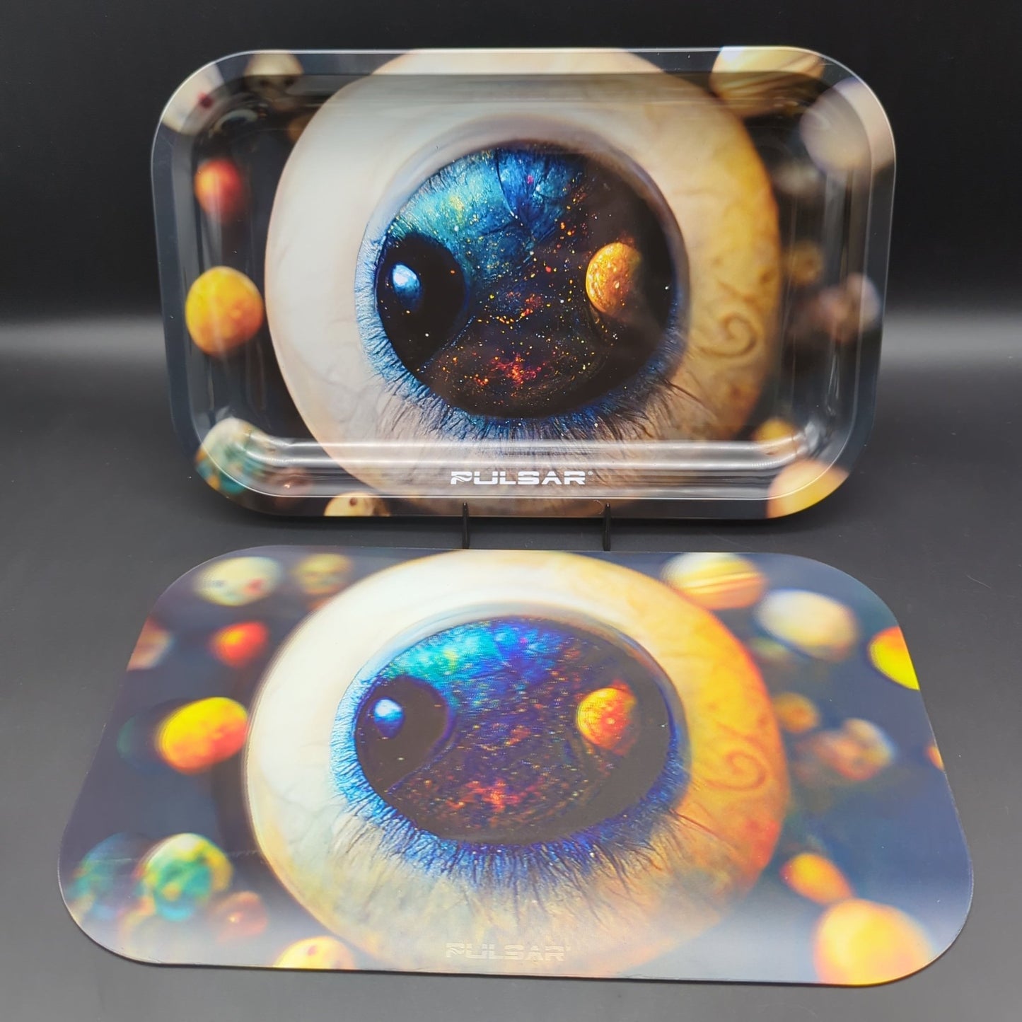 Pulsar Metal Rolling Tray w/ 3D Lid | Planet Watcher | 11"x7" - Meech Madness Smoke Shop