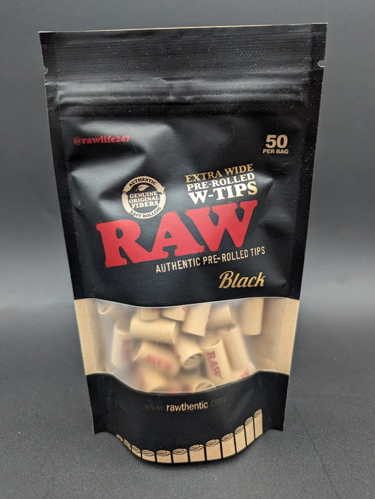 RAW Black Extra Wide Pre-Rolled Tips | 50pc Bag-Avernic Smoke Shop