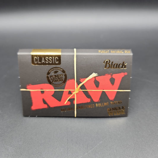 RAW Classic Black Single Wide Double Window Rolling Papers-Meech Madness Smoke Shop