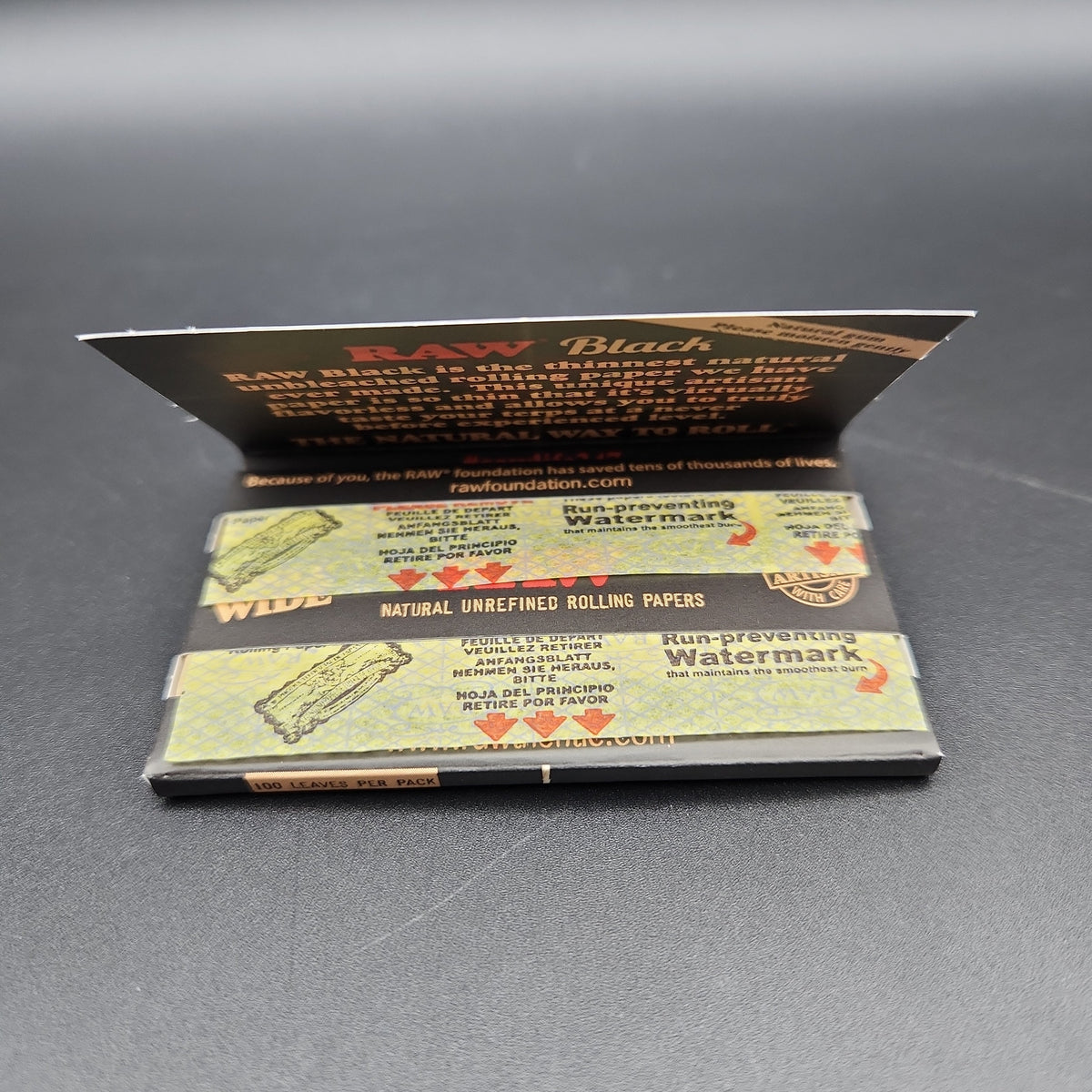 RAW Classic Black Single Wide Double Window Rolling Papers-Meech Madness Smoke Shop