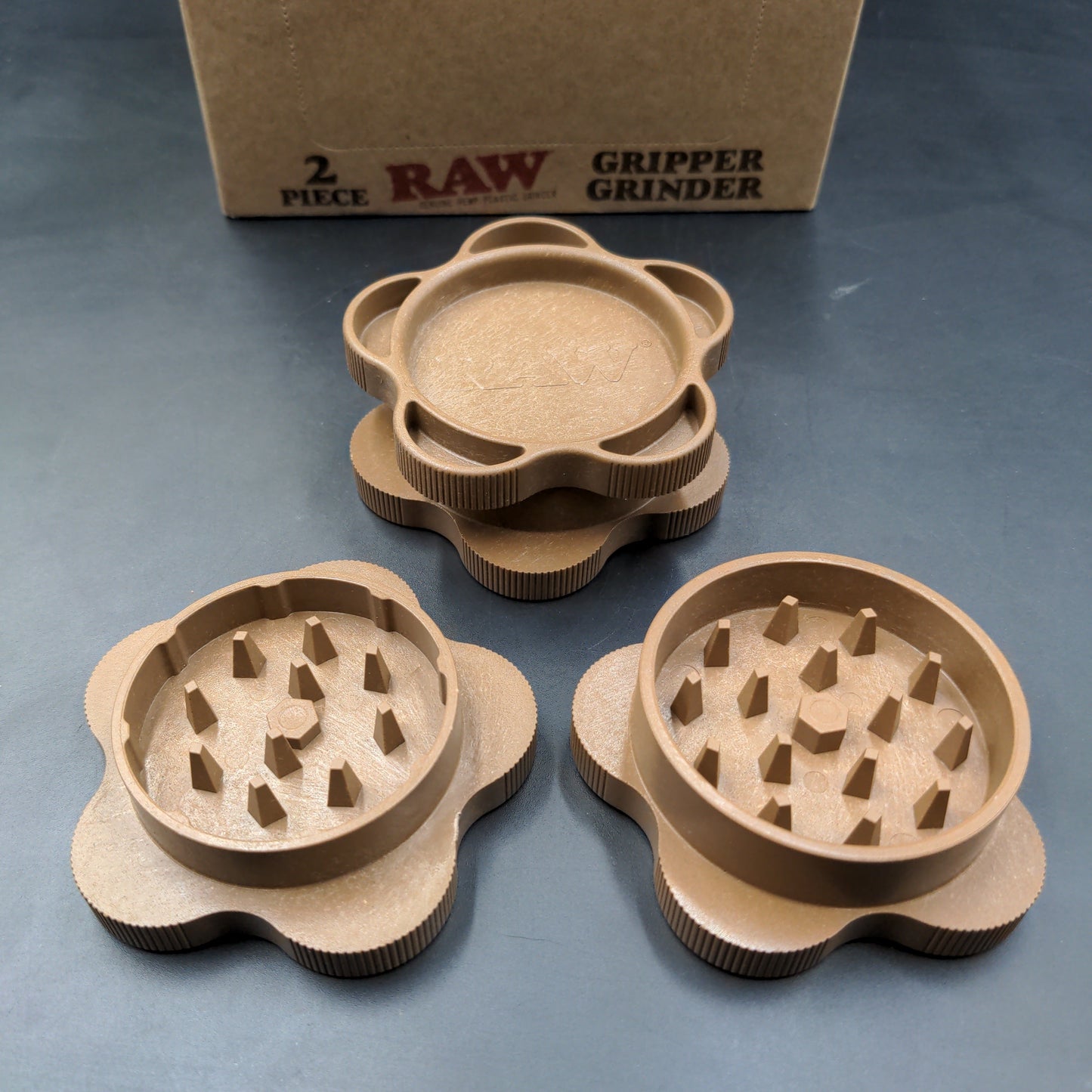 RAW Gripper Grinder | 2pc | 2.5" | Fine Grind V1-Avernic Smoke Shop