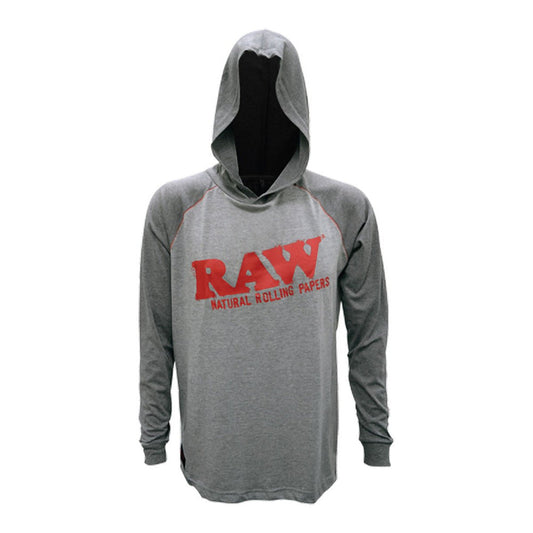 RAW Lightweight Hoodie Shirt - Grey/Red-Meech Madness Smoke Shop