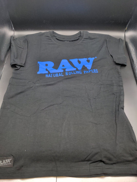RAW T Shirt - Blue Logo - Meech Madness Smoke Shop