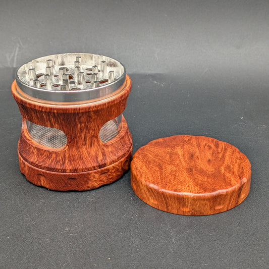 Resin Faux Wood Grinder w/ View Window | 4pc | 2.5"