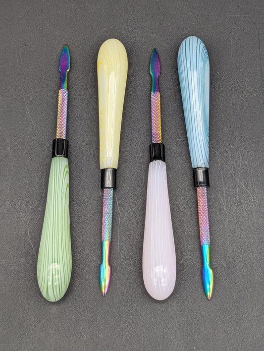 Round Glass Handle Dab Tool w/ Metal Tip-Avernic Smoke Shop