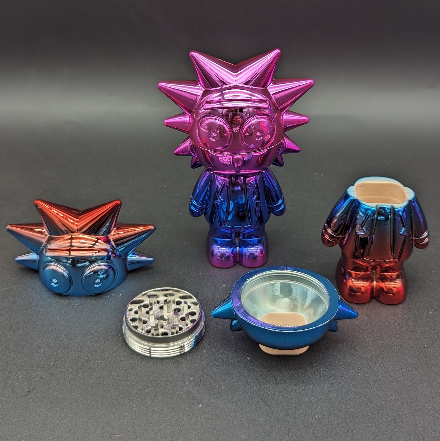 Shiny Rainbow Scientist Herb Grinders 4 piece-Avernic Smoke Shop