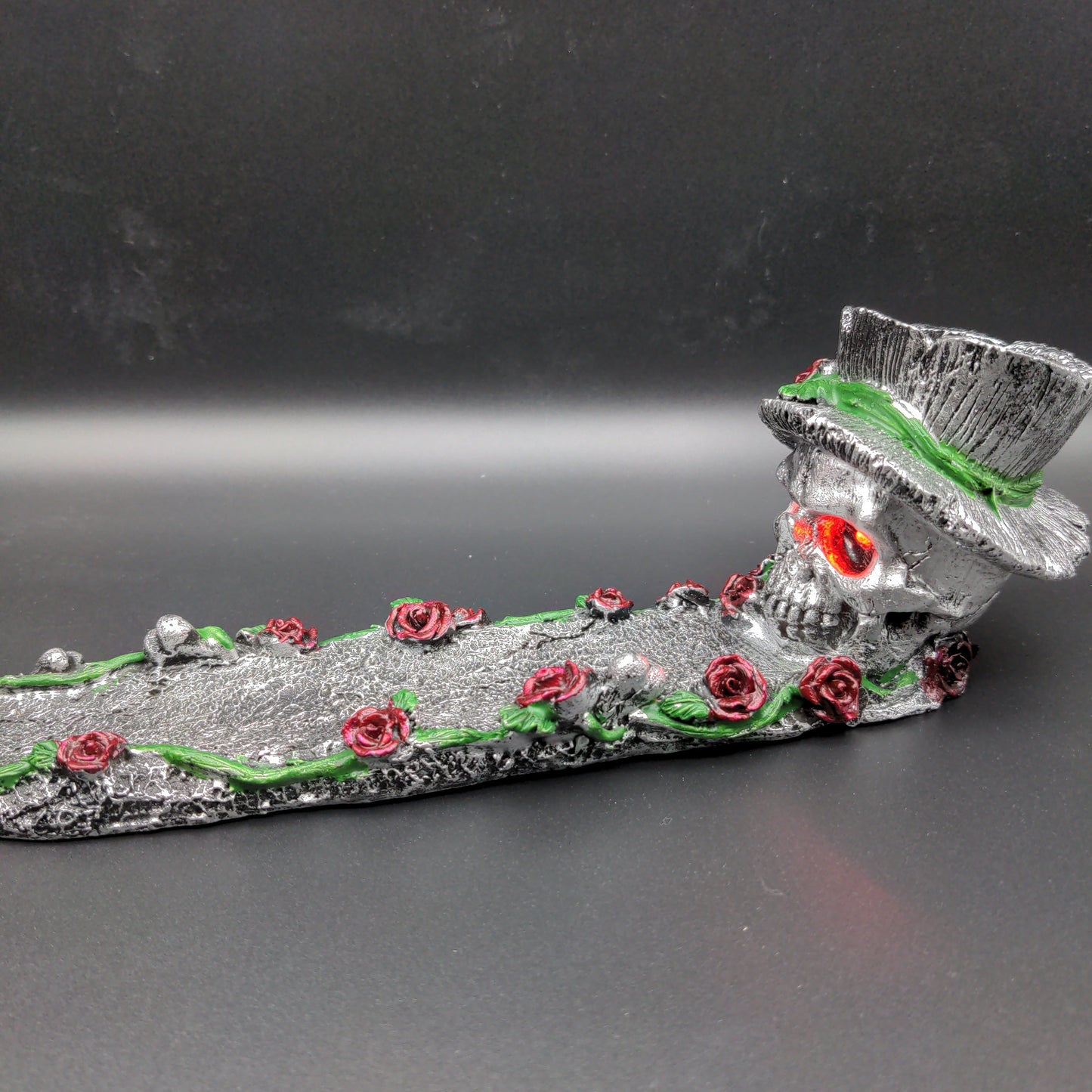 Skull w/ Roses Incense Burner - 11"-Avernic Smoke Shop