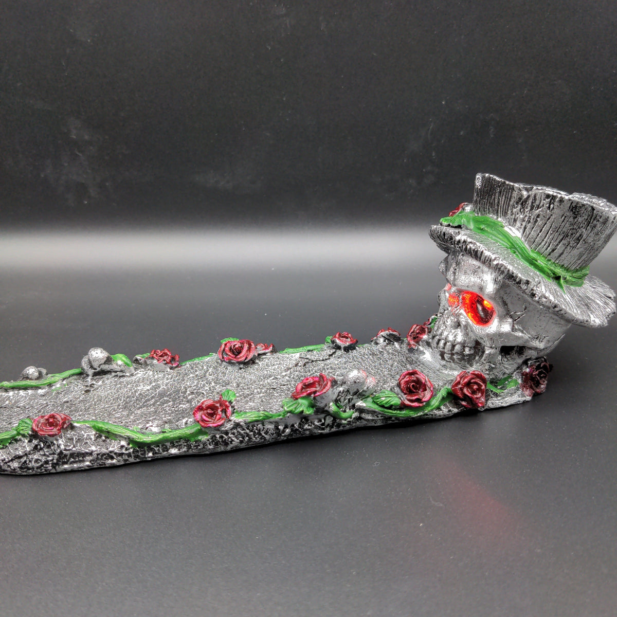 Skull w/ Roses Incense Burner - 11"-Avernic Smoke Shop