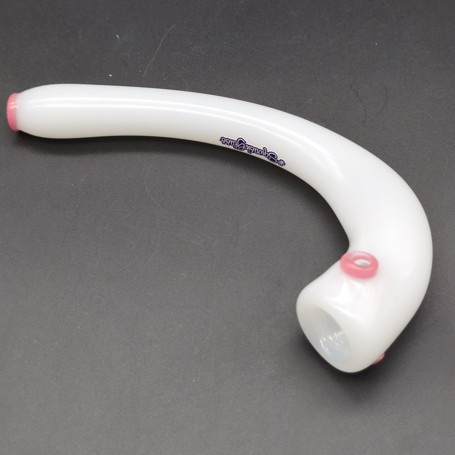 Sqwash Glass Simple Heart Curved Hand Pipe - Meech Madness Smoke Shop