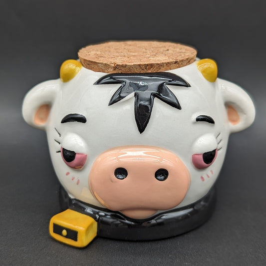 Stoned Cow Ceramic Stash Jar | 3.5" - Meech Madness Smoke Shop