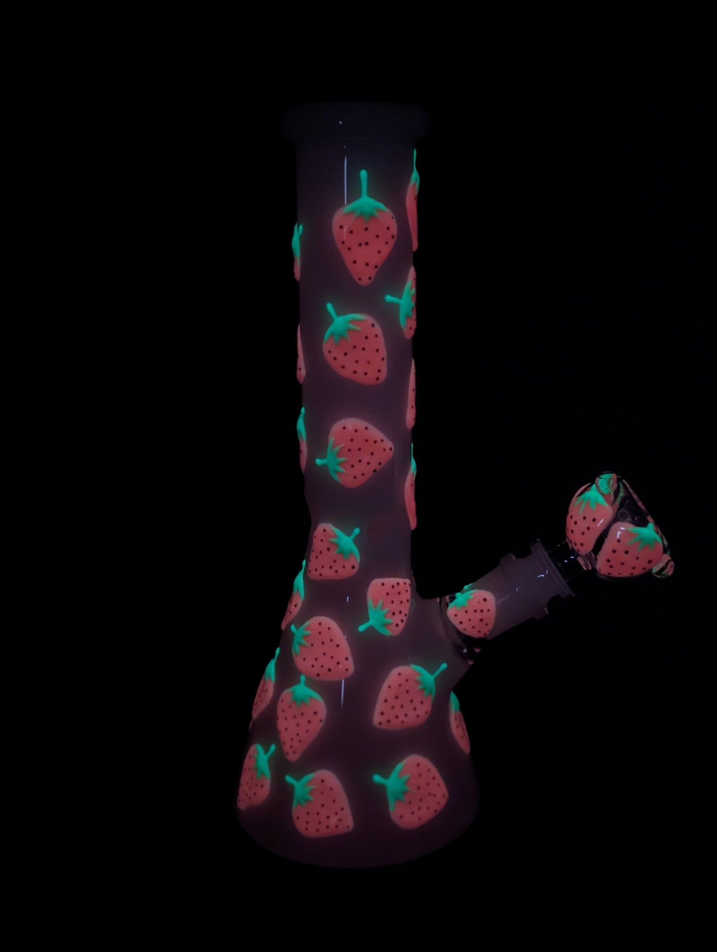 Strawberry Fields Glow In The Dark Beaker Bong 10"-Avernic Smoke Shop