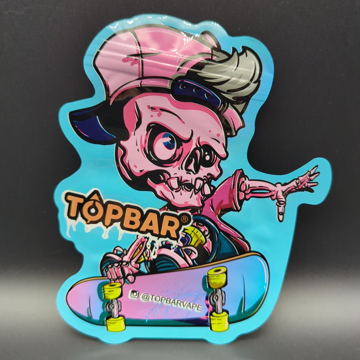 Top Bar 3.5g Skateboard Skeleton Mylar Bags Die Cut-Avernic Smoke Shop