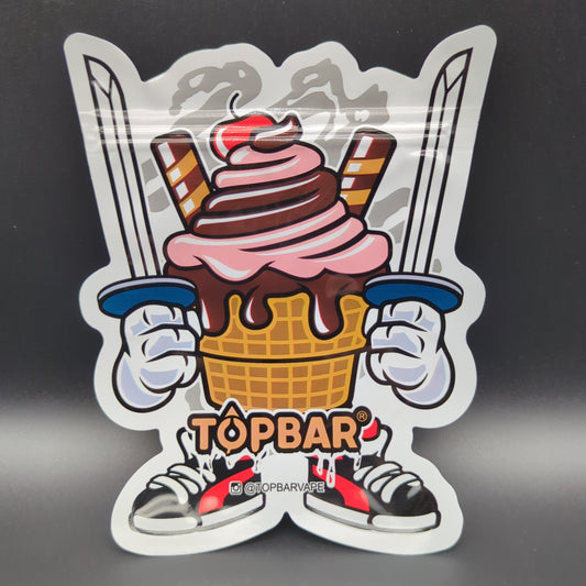 Top Bar 3.5g Sundae Samurai Mylar Bags Die Cut-Meech Madness Smoke Shop