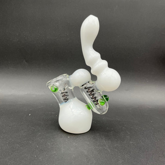 White Dual Chamber Bubbler 6.5"-Avernic Smoke Shop