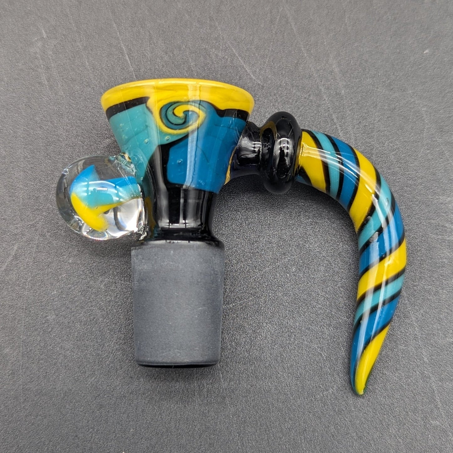 Wig Wag Spiral Mushroom Bowl Slide 18mm Black Joint - Meech Madness Smoke Shop