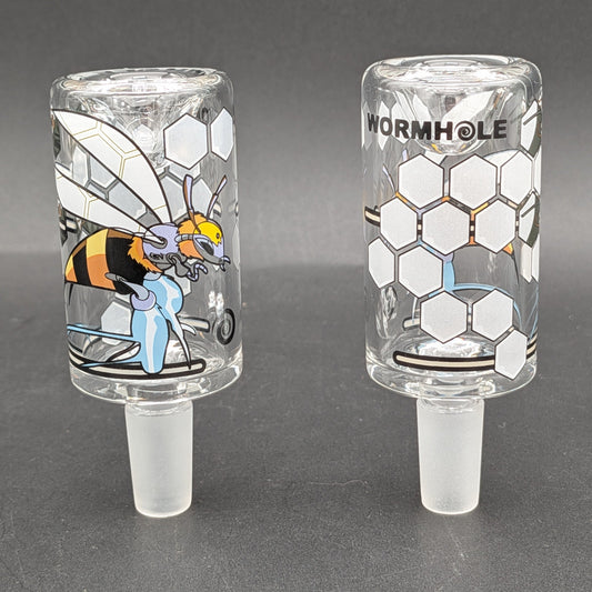 Wormhole Glass "Robo-Bees" Long Bowl 14mm-Avernic Smoke Shop