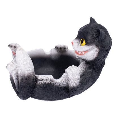 Fujima Trippy Tuxedo Cat Polystone Ashtray - 5"x3.5"