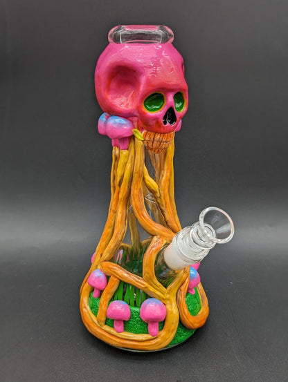 10" 3D Mushroom Skull Beaker Bong - Meech Madness Smoke Shop