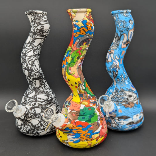 10" Assorted Twisted Neck Silicone Beaker-Avernic Smoke Shop