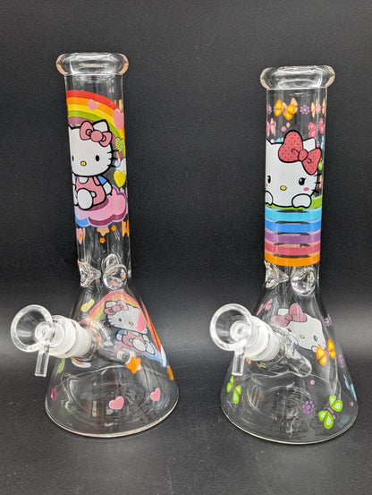 10" Colorful Kitty Graphic Beakers - Meech Madness Smoke Shop