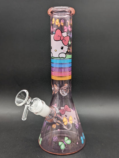 10" Colorful Kitty Graphic Beakers - Meech Madness Smoke Shop