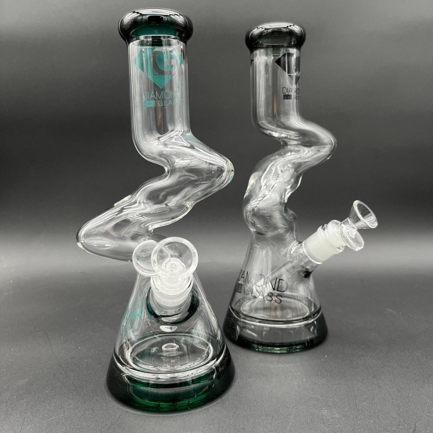 10" Diamond Glass Gold Zong Beaker - Meech Madness Smoke Shop