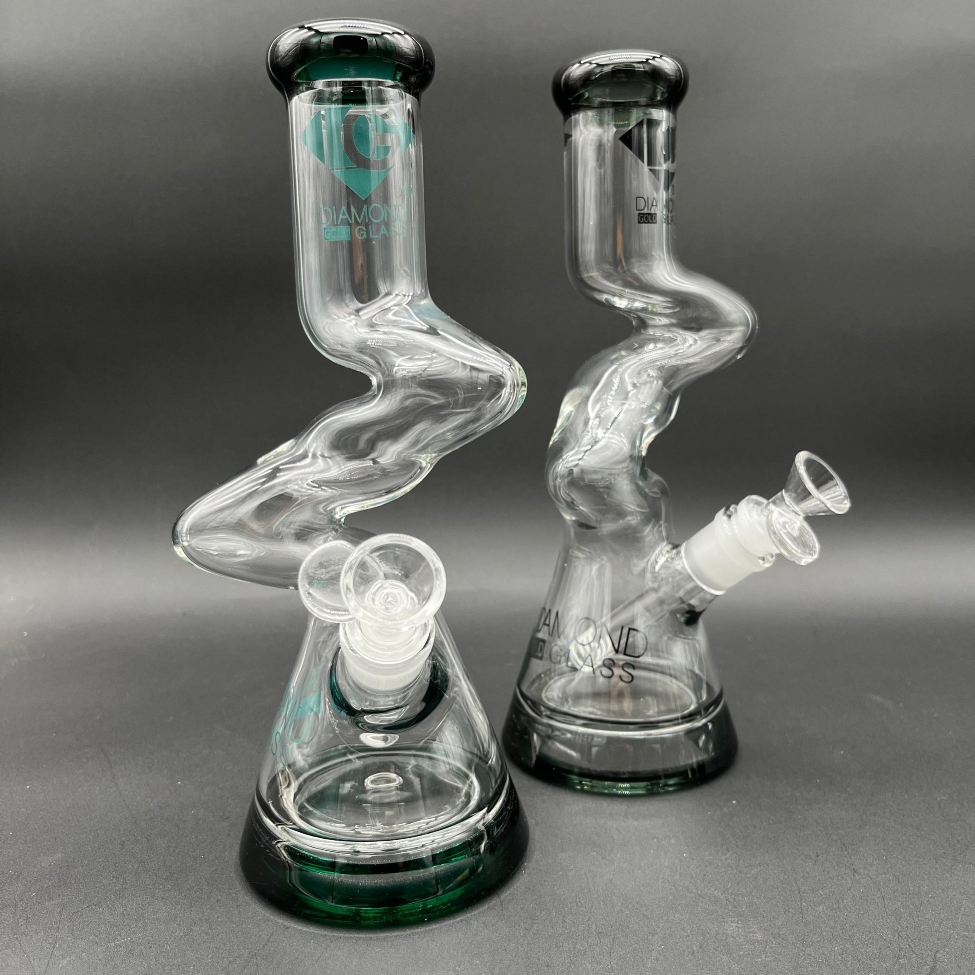 10" Diamond Glass Gold Zong Beaker - Meech Madness Smoke Shop