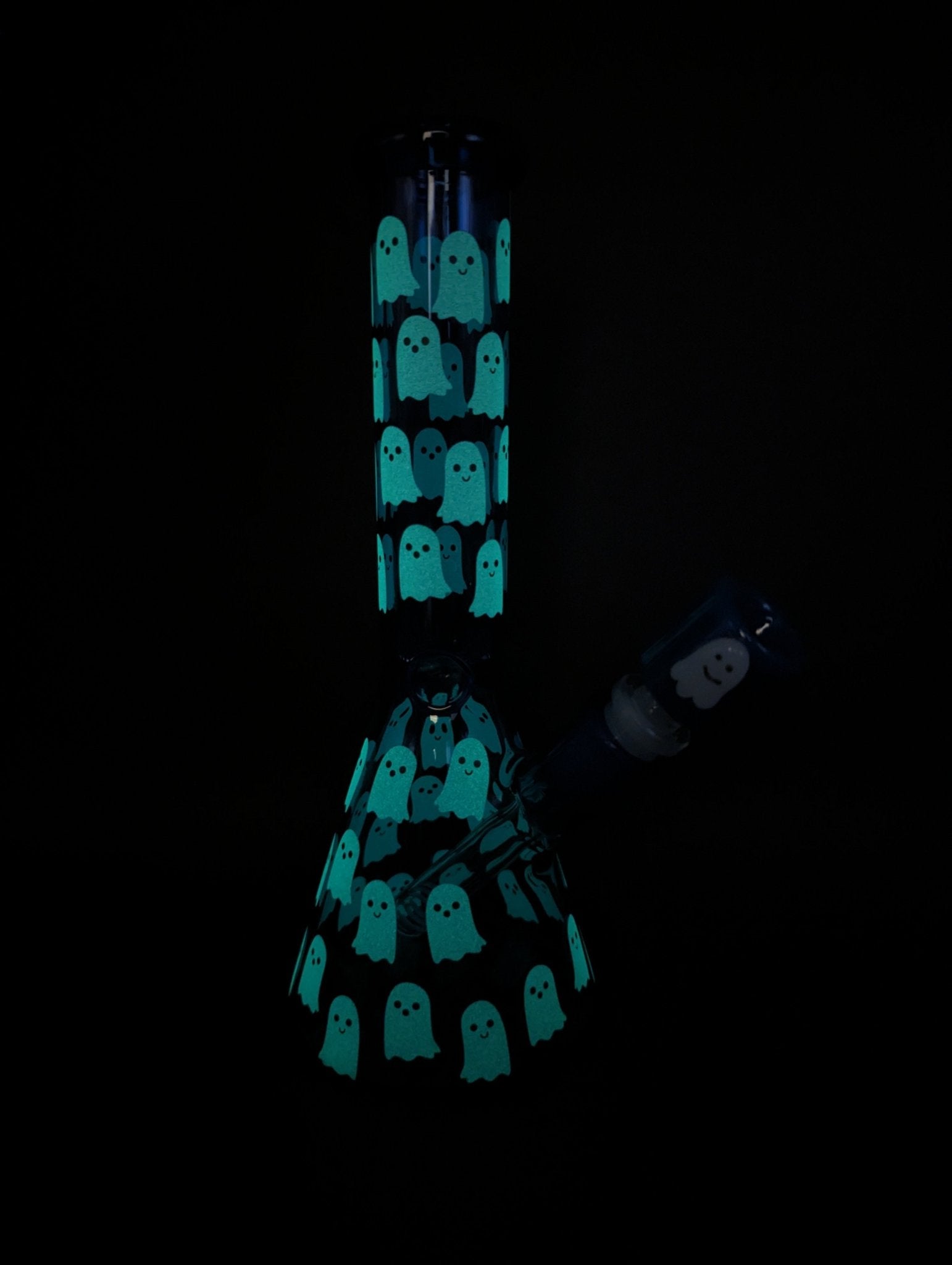 10" Ghostly Glow Beaker Water Pipe - Meech Madness Smoke Shop