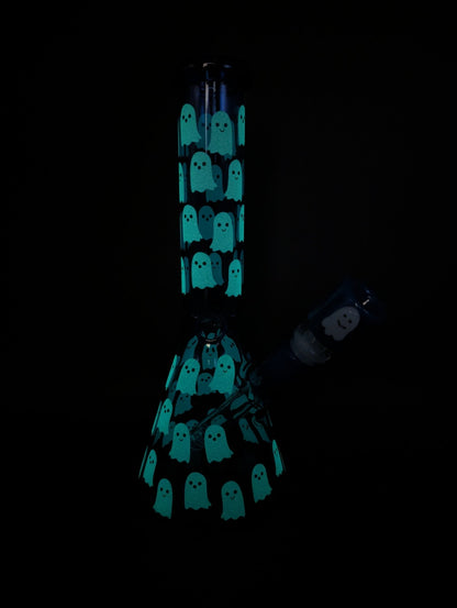 10" Ghostly Glow Beaker Water Pipe - Meech Madness Smoke Shop