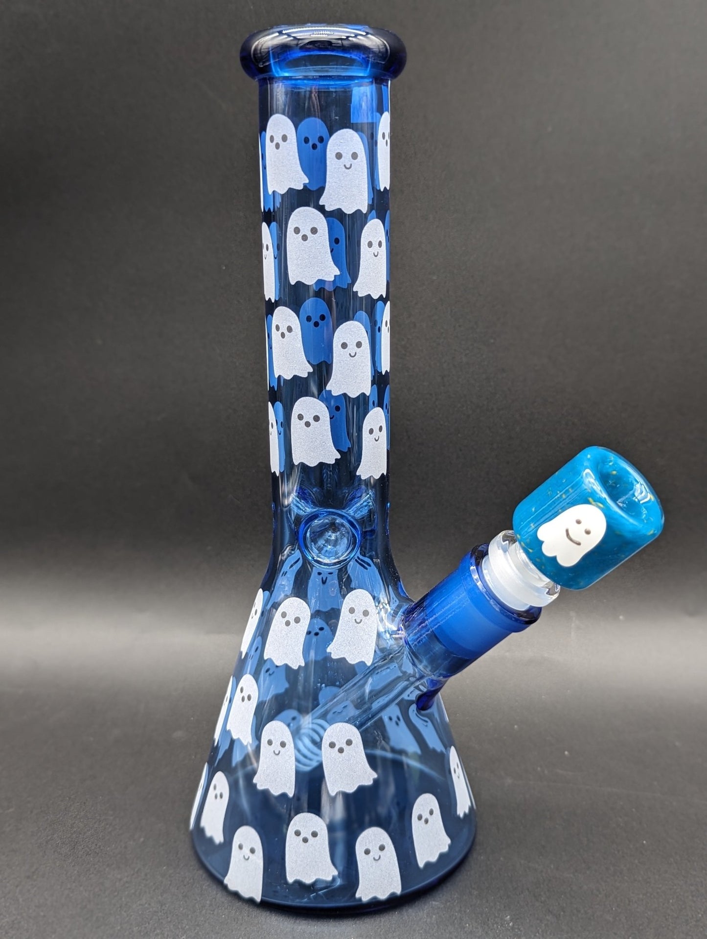 10" Ghostly Glow Beaker Water Pipe - Meech Madness Smoke Shop