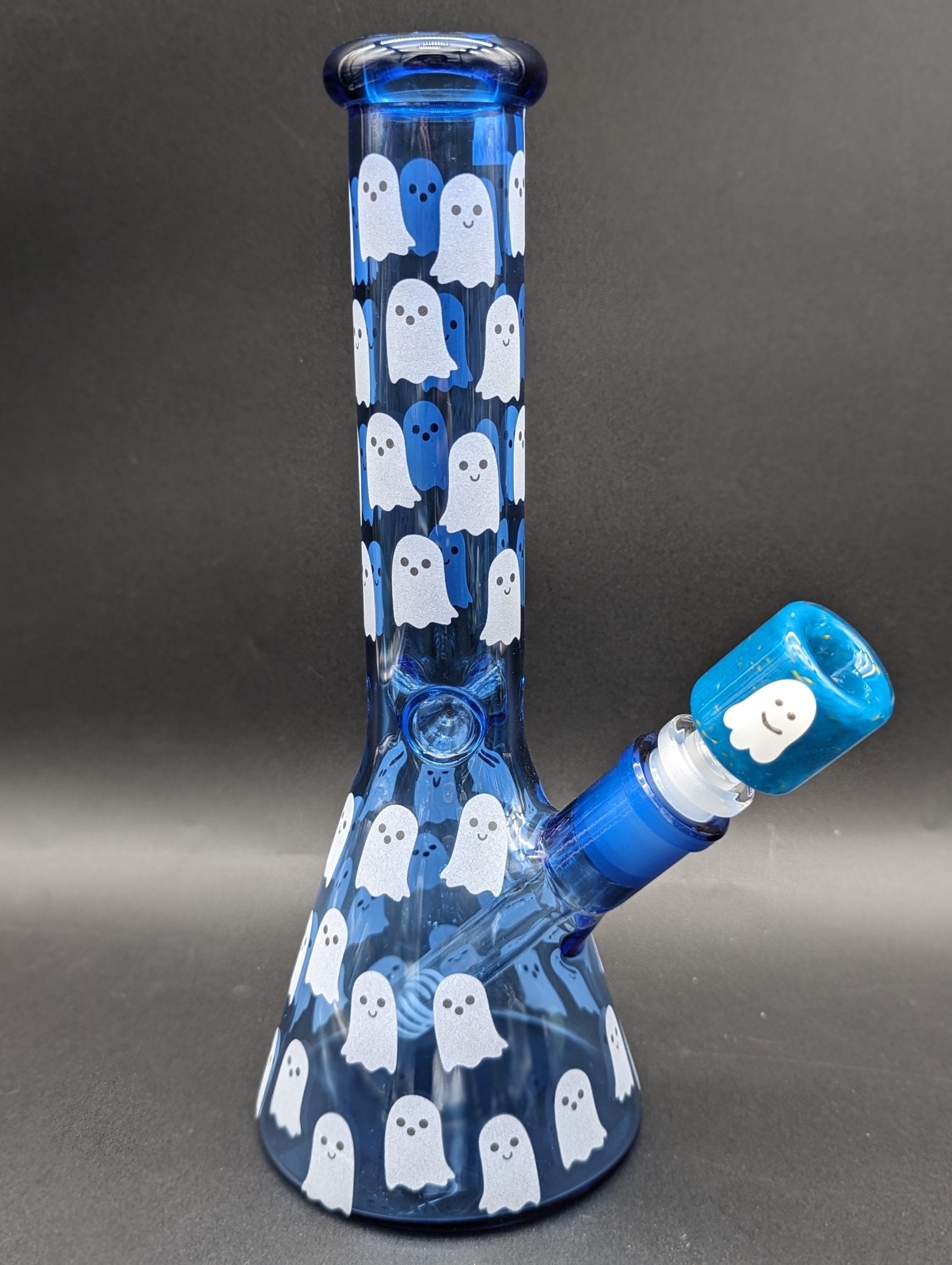 10" Ghostly Glow Beaker Water Pipe - Meech Madness Smoke Shop
