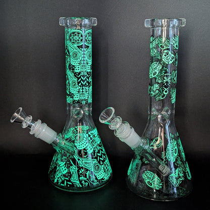 10" Glow in the Dark Designer Beaker Bong-Avernic Smoke Shop