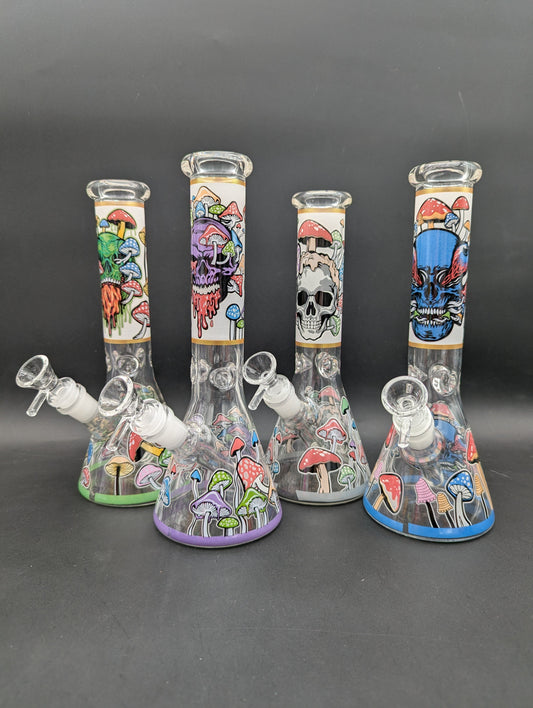 10" Mushroom Skull Classic Beaker Bongs