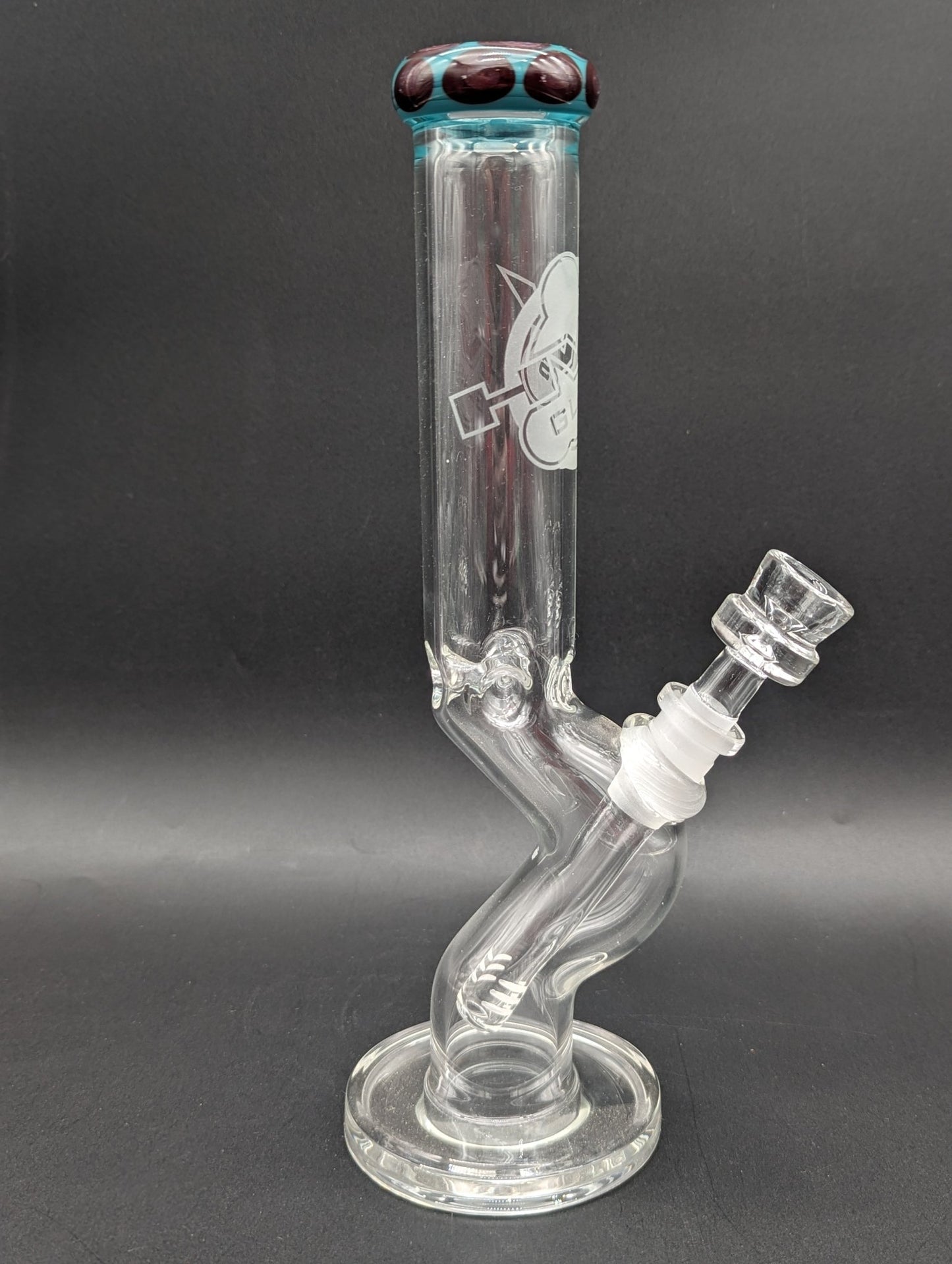 10.5" HVY Glass Kink Clear Tube w/ Color Accent - Meech Madness Smoke Shop