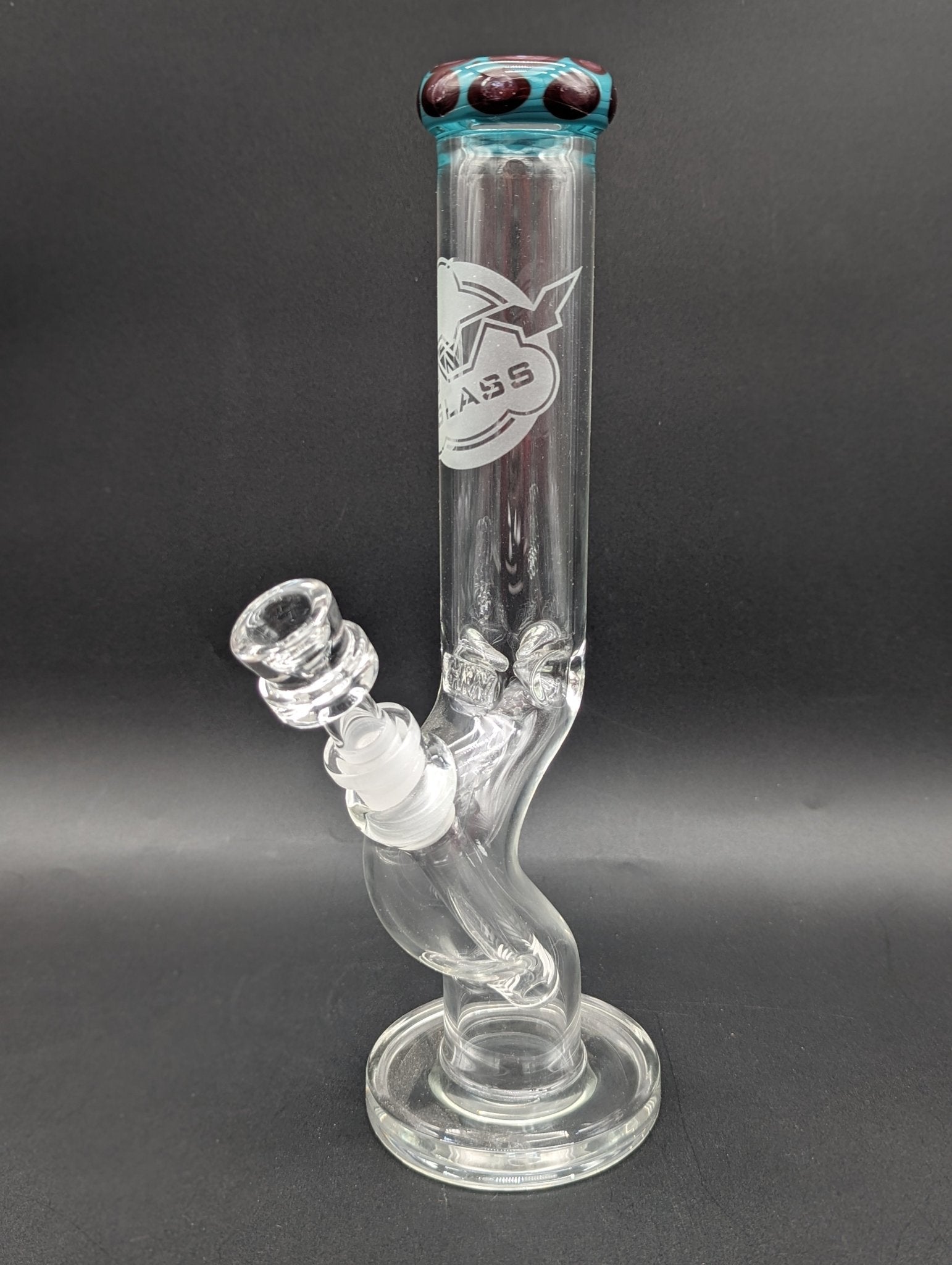 10.5" HVY Glass Kink Clear Tube w/ Color Accent - Meech Madness Smoke Shop