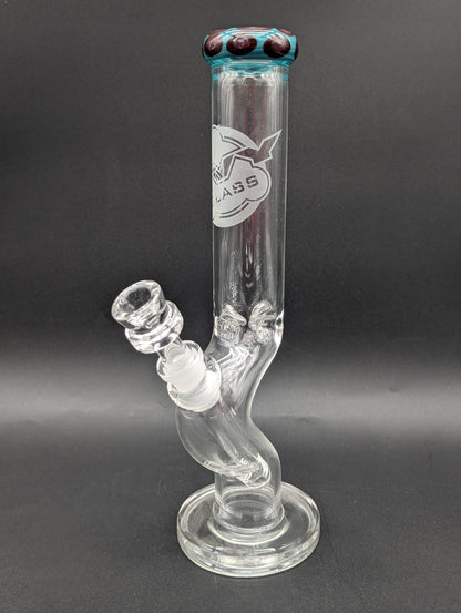 10.5" HVY Glass Kink Clear Tube w/ Color Accent - Meech Madness Smoke Shop